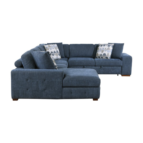 English Elm Modern Chenille Tufted Four Piece Sectional with Sleeper Pull Out Bed and Hidden Storage Left Chaise B011S02655