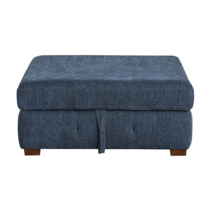 English Elm Modern Chenille Sectional Sofa with Pull Out Sleeper Storage Chaise Tufted Cushions Blue Left Chaise B011S02656