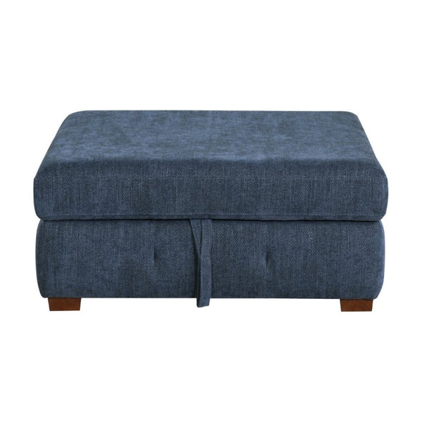 English Elm Modern Chenille Sectional Sofa with Pull Out Sleeper Storage Chaise Tufted Cushions Blue Left Chaise B011S02656