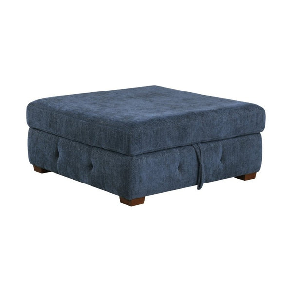 English Elm Modern Chenille Sectional Sofa with Pull Out Sleeper Storage Chaise Tufted Cushions Blue Left Chaise B011S02656