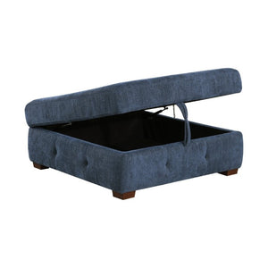 English Elm Modern Chenille Sectional Sofa with Pull Out Sleeper Storage Chaise Tufted Cushions Blue Left Chaise B011S02656