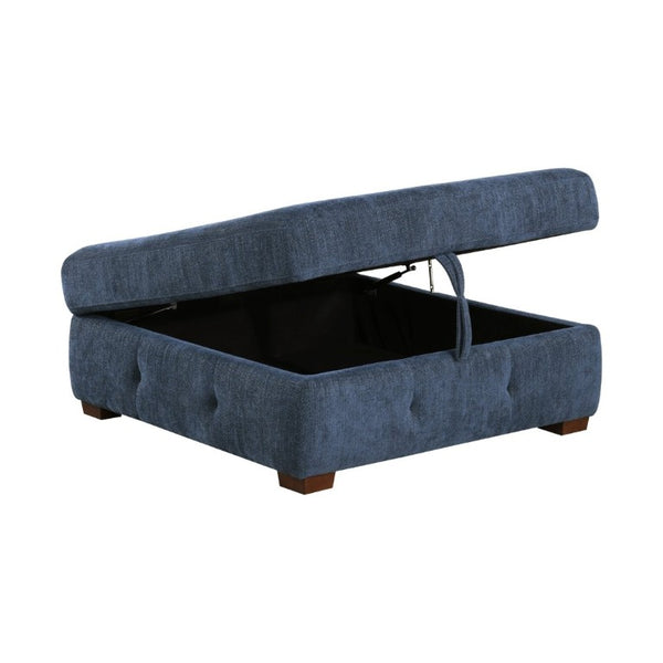 English Elm Modern Chenille Sectional Sofa with Pull Out Sleeper Storage Chaise Tufted Cushions Blue Left Chaise B011S02656