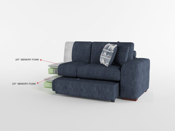 English Elm Modern Chenille Sectional Sofa with Pull Out Sleeper Storage Chaise Tufted Cushions Blue Left Chaise B011S02656