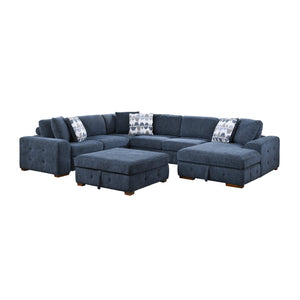 English Elm Modern Five Piece Chenille Sectional with Sleeper Bed Storage Ottoman and Tufted Cushions Right Chaise B011S02657