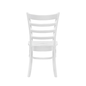English Elm 5pc White Round Pedestal Dining Set Ladder Back Chairs Farmhouse Breakfast Nook B011S02658