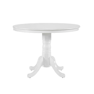 English Elm 5pc White Round Pedestal Dining Set Ladder Back Chairs Farmhouse Breakfast Nook B011S02658