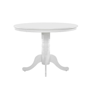 English Elm 5pc White Round Pedestal Dining Set Ladder Back Chairs Farmhouse Breakfast Nook B011S02658