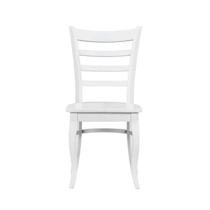English Elm 5pc White Round Pedestal Dining Set Ladder Back Chairs Farmhouse Breakfast Nook B011S02658
