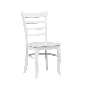 English Elm 5pc White Round Pedestal Dining Set Ladder Back Chairs Farmhouse Breakfast Nook B011S02658