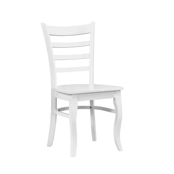 English Elm 5pc White Round Pedestal Dining Set Ladder Back Chairs Farmhouse Breakfast Nook B011S02658