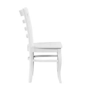 English Elm 5pc White Round Pedestal Dining Set Ladder Back Chairs Farmhouse Breakfast Nook B011S02658