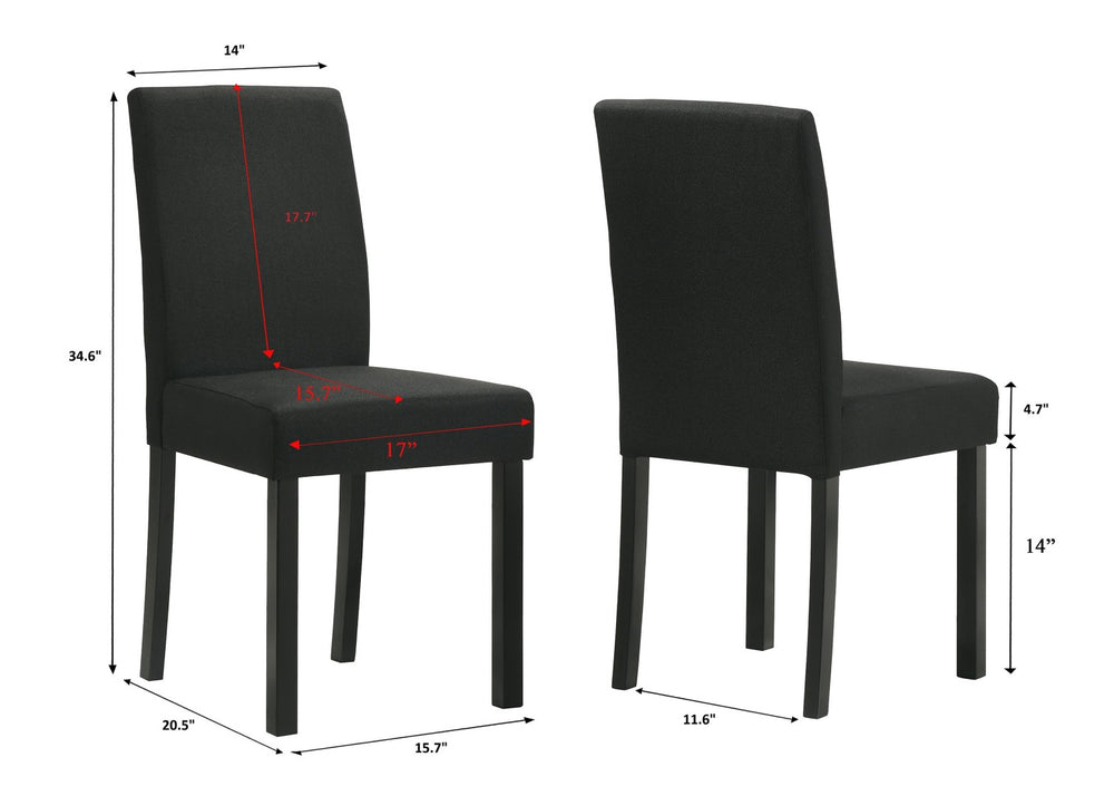 English Elm 5pc Faux Concrete Rectangular Dining Set Charcoal Upholstered Chairs Black Legs Urban B011S02665