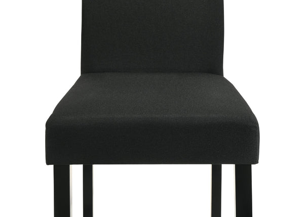 English Elm 5pc Faux Concrete Rectangular Dining Set Charcoal Upholstered Chairs Black Legs Urban B011S02665