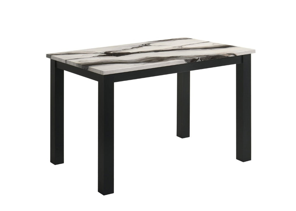 English Elm 5Pc Faux Marble Rectangular Dining Set with Charcoal High Back Chairs Black Legs B011S02666