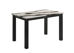 English Elm 5Pc Faux Marble Rectangular Dining Set with Charcoal High Back Chairs Black Legs B011S02666