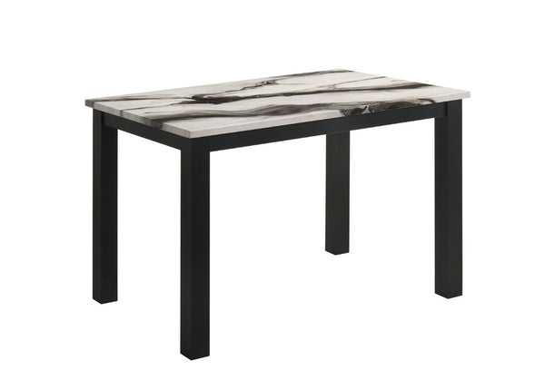 English Elm 5Pc Faux Marble Rectangular Dining Set with Charcoal High Back Chairs Black Legs B011S02666