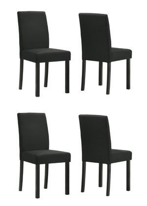 English Elm 5Pc Faux Marble Rectangular Dining Set with Charcoal High Back Chairs Black Legs B011S02666