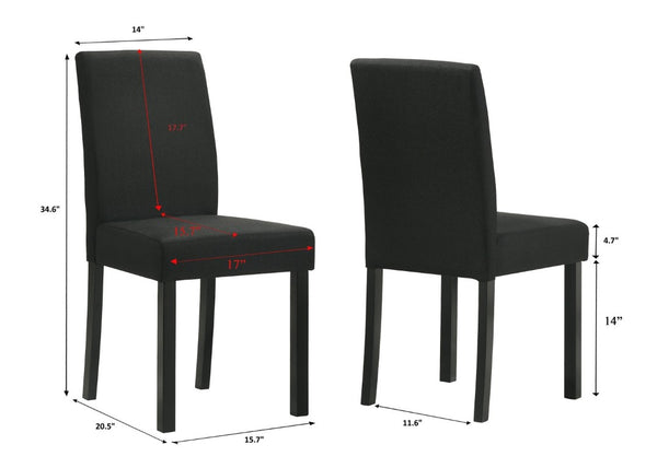 English Elm 5Pc Faux Marble Rectangular Dining Set with Charcoal High Back Chairs Black Legs B011S02666
