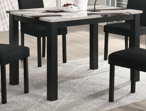 English Elm 5Pc Faux Marble Rectangular Dining Set with Charcoal High Back Chairs Black Legs B011S02666