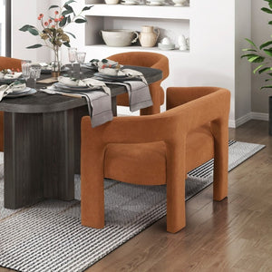 English Elm 6-Piece Modern Dining Set Ebony Oak Table with Boucle Armchairs and Bench for Six B011S02672