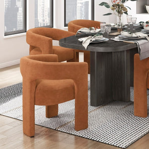 English Elm 6-Piece Modern Dining Set Ebony Oak Table with Boucle Armchairs and Bench for Six B011S02672