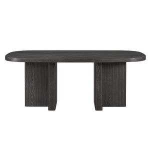 English Elm Stunning Ebony Dining Set with Boucle Armchairs for Modern Open Plan Rooms 6-Piece with Bench and 4 Chairs B011S02678