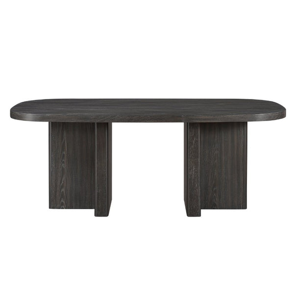 English Elm Stunning Ebony Dining Set with Boucle Armchairs for Modern Open Plan Rooms 6-Piece with Bench and 4 Chairs B011S02678