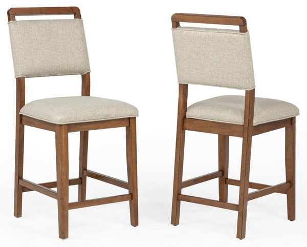 English Elm Contemporary Round Counter Height Dining Set with Upholstered High-Back Chairs for Four B011S02681