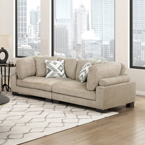 English Elm Contemporary Brown Microfiber Loveseat Modular Frame Adjustable Cushions Living Room Seating B011S02683
