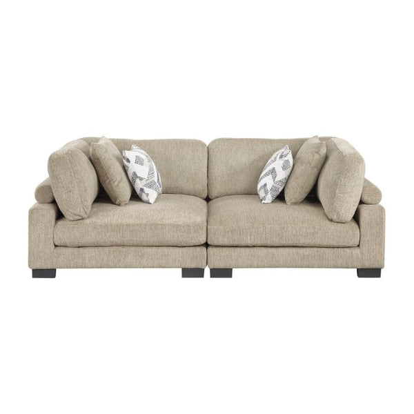 English Elm Contemporary Brown Microfiber Loveseat Modular Frame Adjustable Cushions Living Room Seating B011S02683