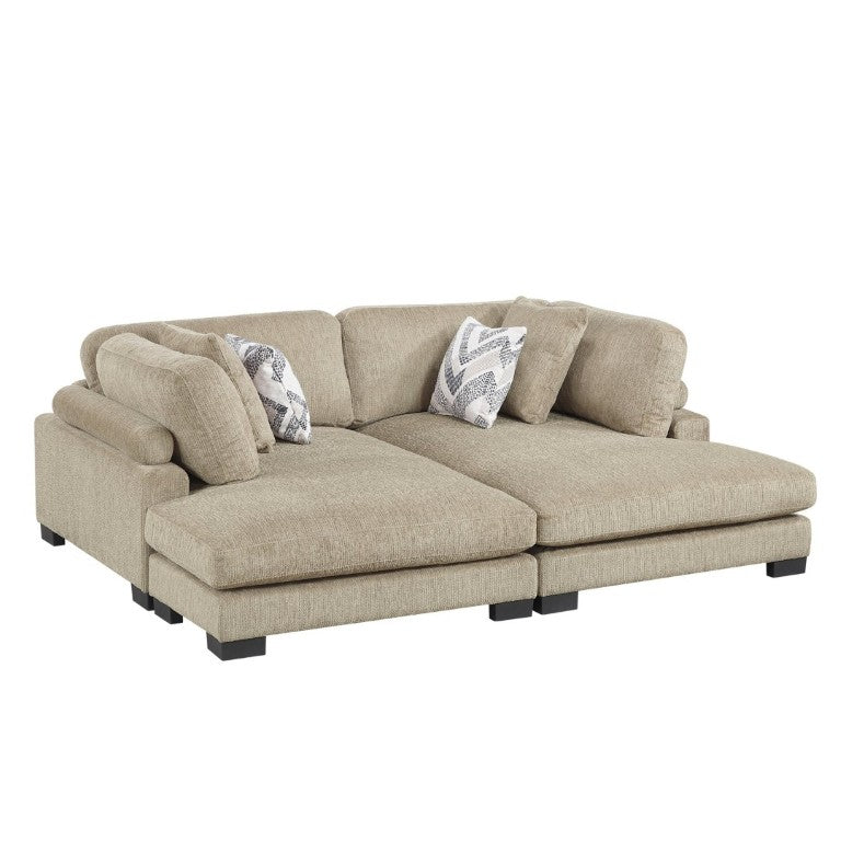English Elm Contemporary Modular Chaise Pair Brown Microfiber Pocket Coil Seating Living Room Set B011S02684