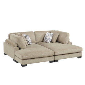 English Elm Contemporary Modular Chaise Pair Brown Microfiber Pocket Coil Seating Living Room Set B011S02684