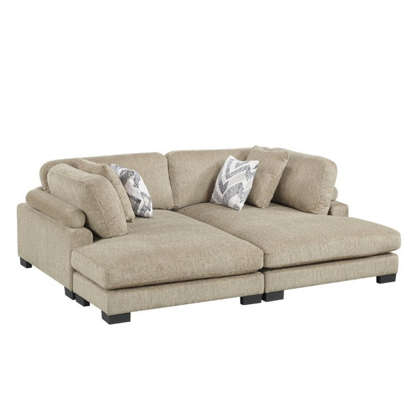 English Elm Contemporary Modular Chaise Pair Brown Microfiber Pocket Coil Seating Living Room Set B011S02684