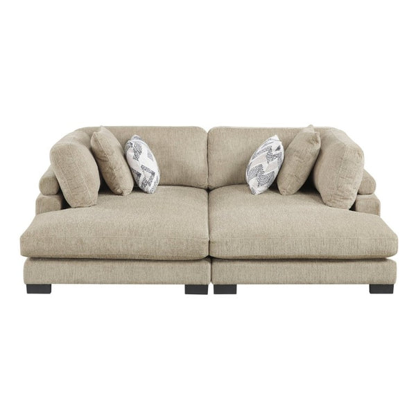 English Elm Contemporary Modular Chaise Pair Brown Microfiber Pocket Coil Seating Living Room Set B011S02684