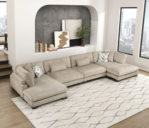 English Elm Contemporary Brown Microfiber Modular Sectional with Reversible Chaise and Pocket Coil Seats B011S02687