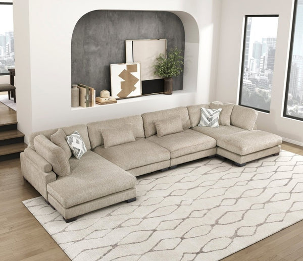 English Elm Contemporary Brown Microfiber Modular Sectional with Reversible Chaise and Pocket Coil Seats B011S02687