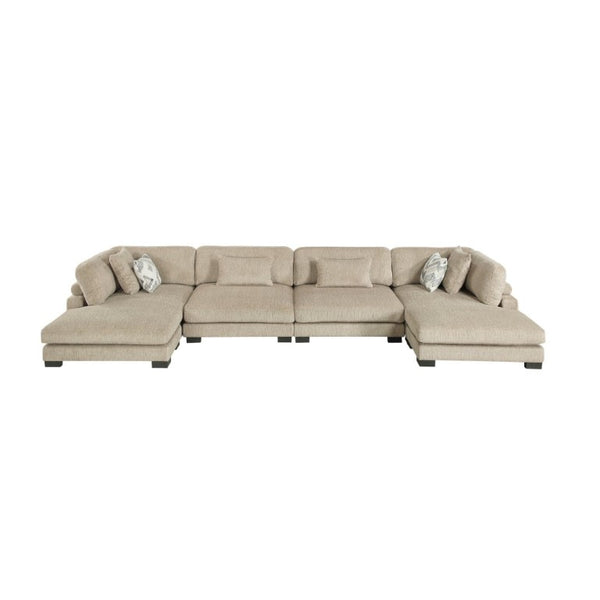 English Elm Contemporary Brown Microfiber Modular Sectional with Reversible Chaise and Pocket Coil Seats B011S02687