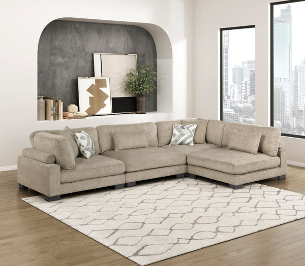 English Elm 4-Piece Modular Sectional with Pocket Coil Seats Microfiber Upholstery and Wood Frame B011S02688