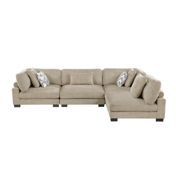 English Elm 4-Piece Modular Sectional with Pocket Coil Seats Microfiber Upholstery and Wood Frame B011S02688