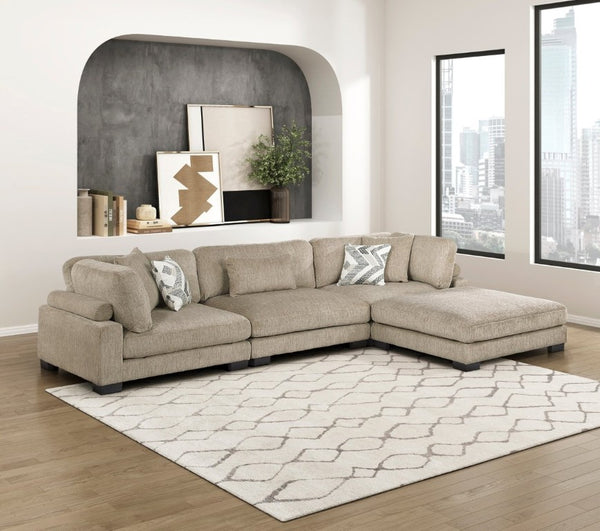 English Elm Contemporary Modular Sectional Set with Ottoman Microfiber Upholstery and Pocket Coil Comfort B011S02689