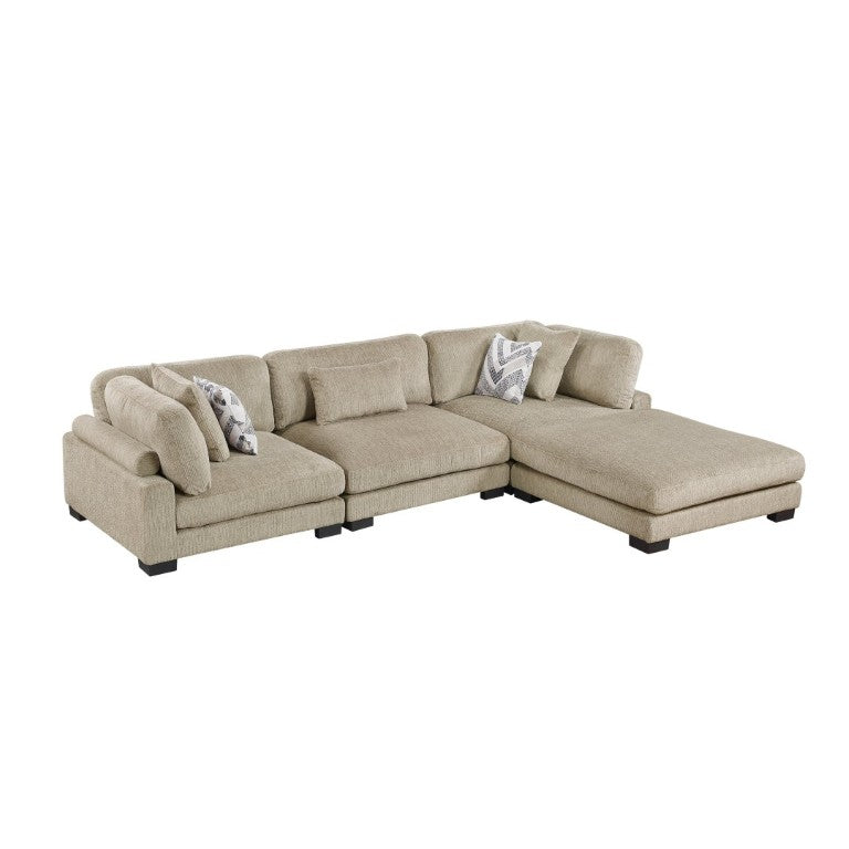 English Elm Contemporary Modular Sectional Set with Ottoman Microfiber Upholstery and Pocket Coil Comfort B011S02689
