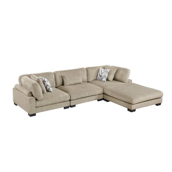 English Elm Contemporary Modular Sectional Set with Ottoman Microfiber Upholstery and Pocket Coil Comfort B011S02689