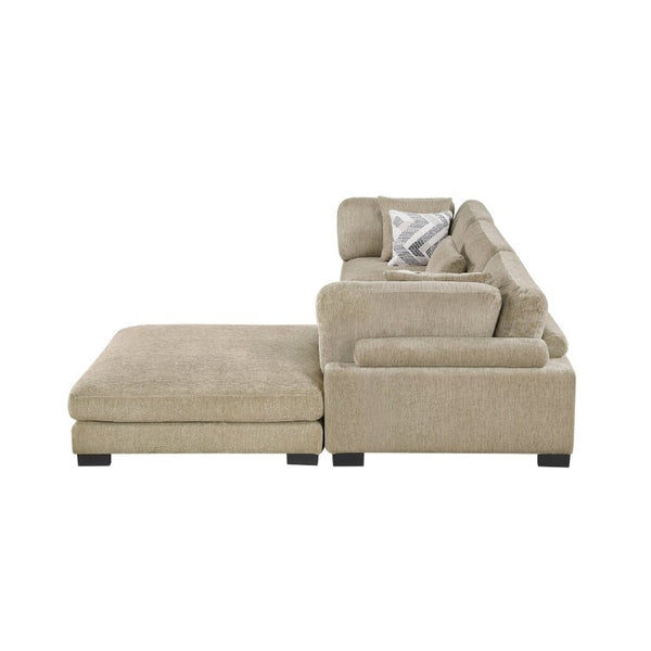 English Elm Contemporary Modular Sectional Set with Ottoman Microfiber Upholstery and Pocket Coil Comfort B011S02689