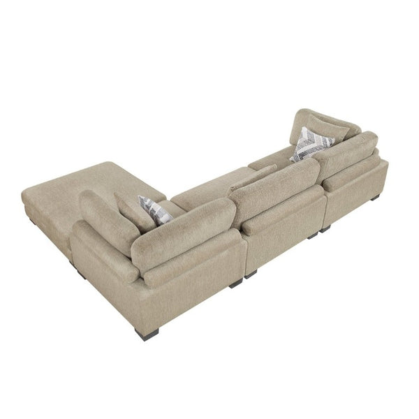 English Elm Contemporary Modular Sectional Set with Ottoman Microfiber Upholstery and Pocket Coil Comfort B011S02689