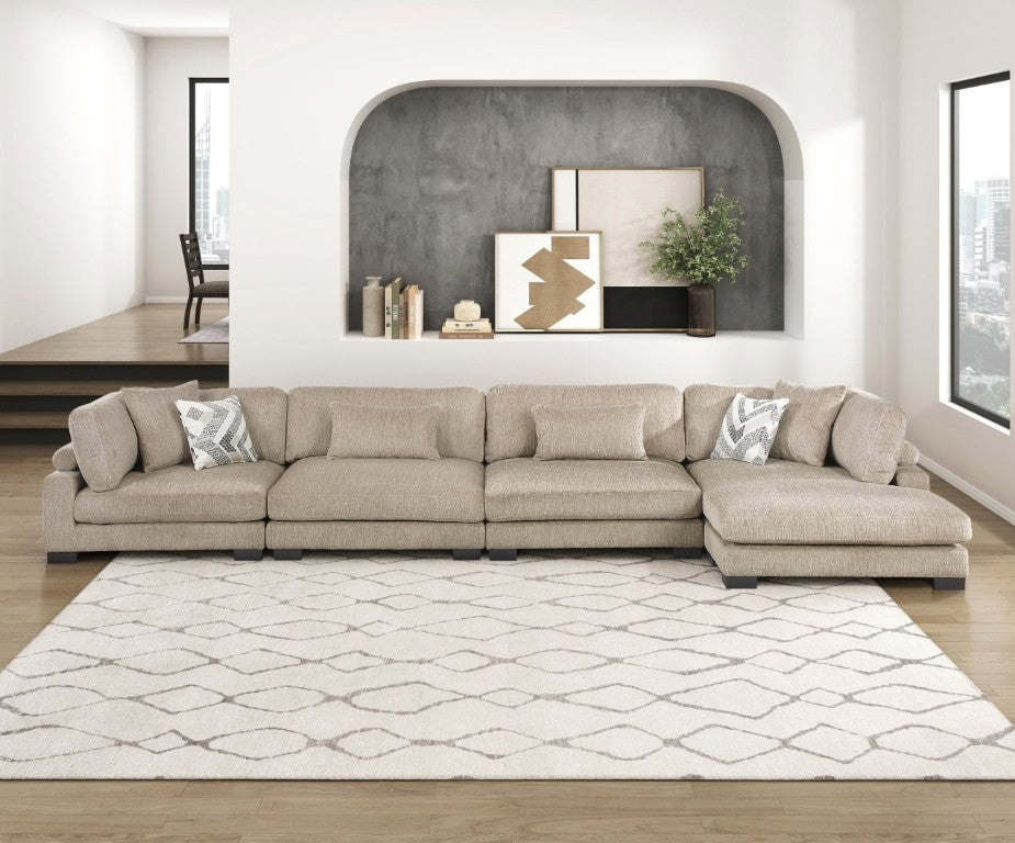 English Elm Contemporary Modular Sectional with Microfiber Upholstery Adjustable Chaise for Living Room B011S02691
