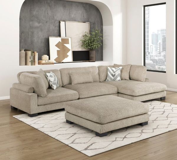 English Elm Contemporary Brown Microfiber Modular Sectional with Chaise Plush Foam Pocket Coil Seating B011S02692