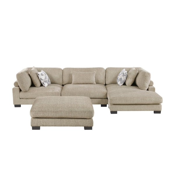 English Elm Contemporary Brown Microfiber Modular Sectional with Chaise Plush Foam Pocket Coil Seating B011S02692
