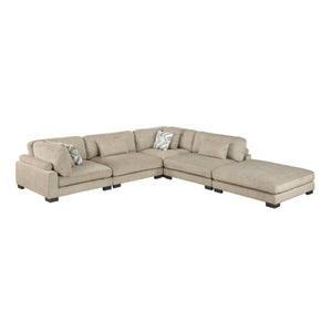 English Elm Contemporary Five Piece Modular Sectional with Ottoman Brown Microfiber Living Room Set B011S02693