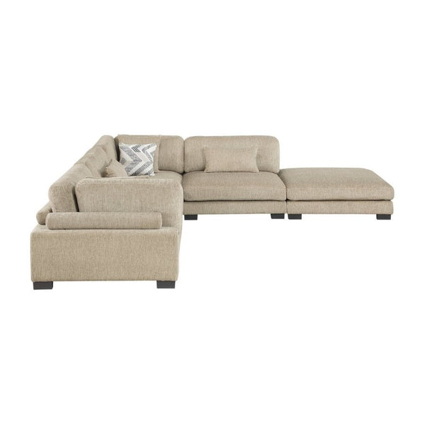 English Elm Contemporary Five Piece Modular Sectional with Ottoman Brown Microfiber Living Room Set B011S02693