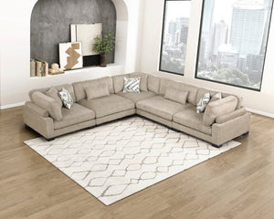 English Elm Contemporary Five Piece Modular Sectional Brown Microfiber Sofa with Pocket Coil Support B011S02694